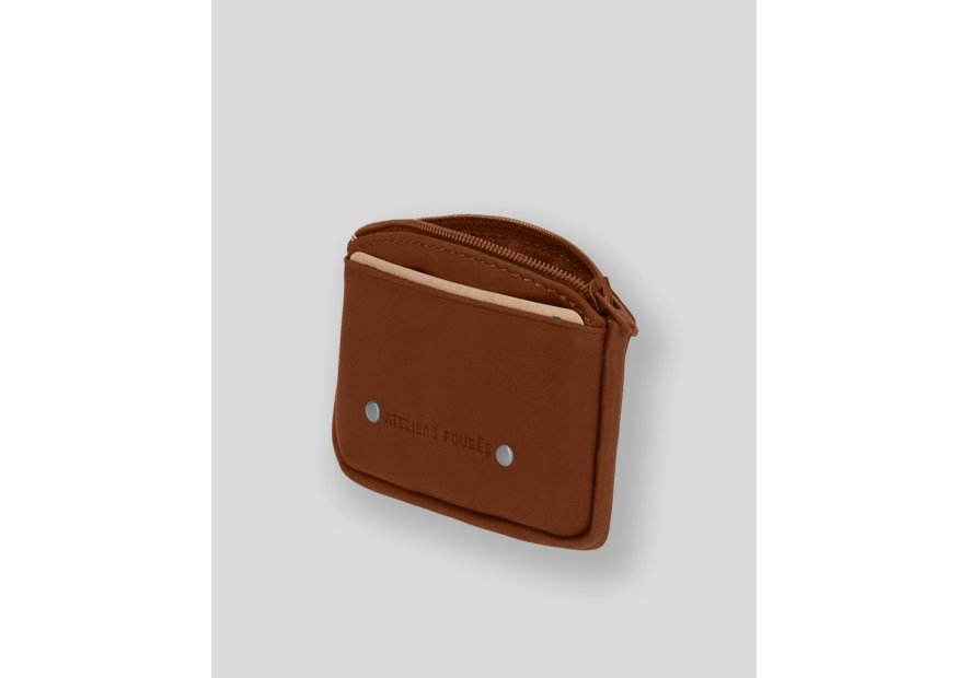 Les Ateliers Foures 9104 - CUIR DE VACHETTE - FAUVE porte-monnaie zip plat avec compartiment carte Porte-monnaie