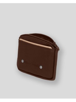 Les Ateliers Foures 9104 - CUIR DE VACHETTE - COGNAC porte-monnaie zip plat avec compartiment carte Porte-monnaie