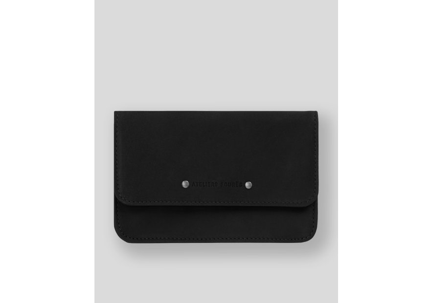 Les Ateliers Foures 998 - CUIR DE VACHETTE - NOIR pochette ceinture baroudeur Sacs banane / Sacs bandoulière