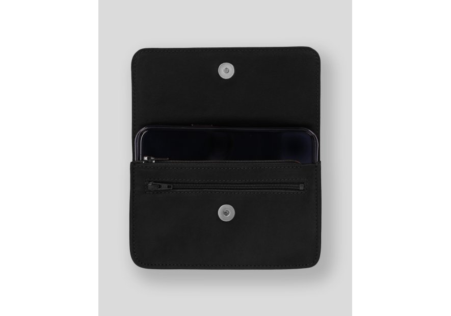 Les Ateliers Foures 998 - CUIR DE VACHETTE - NOIR pochette ceinture baroudeur Sacs banane / Sacs bandoulière