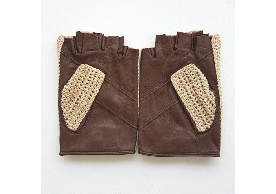 Poujade 702F - AGNEAU/COTON - HAVANE poujade-mitaine crochet-gants femme Gants