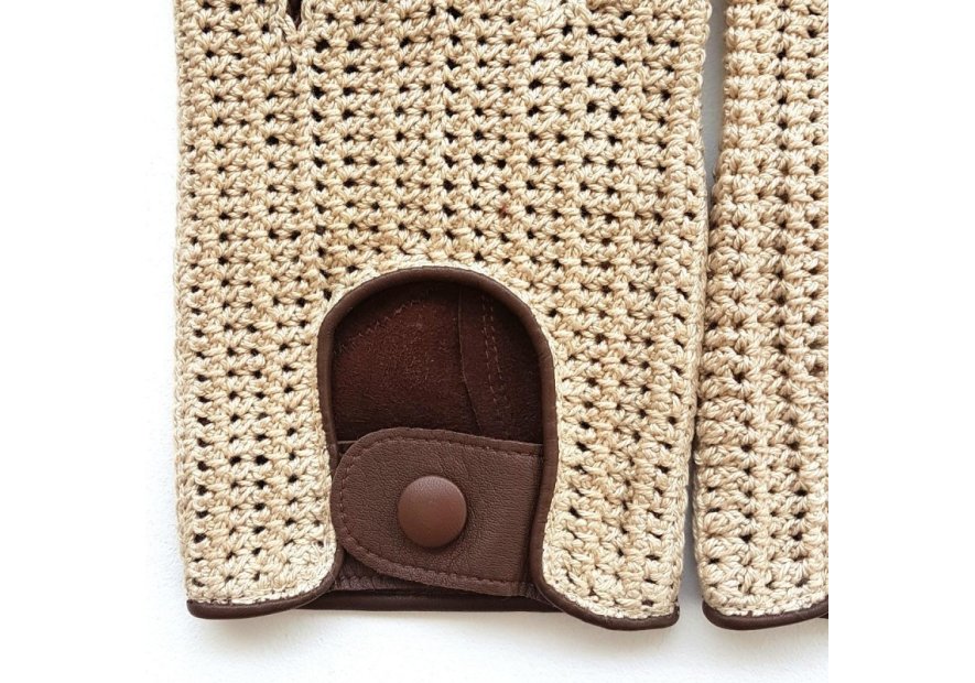 Poujade 702F - AGNEAU/COTON - HAVANE poujade-mitaine crochet-gants femme Gants