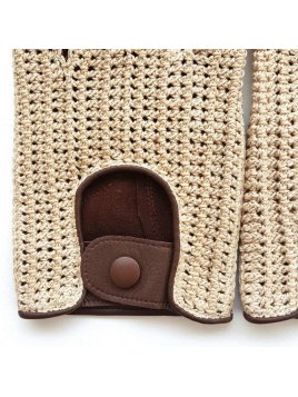 Poujade 702F - AGNEAU/COTON - HAVANE poujade-mitaine crochet-gants femme Gants