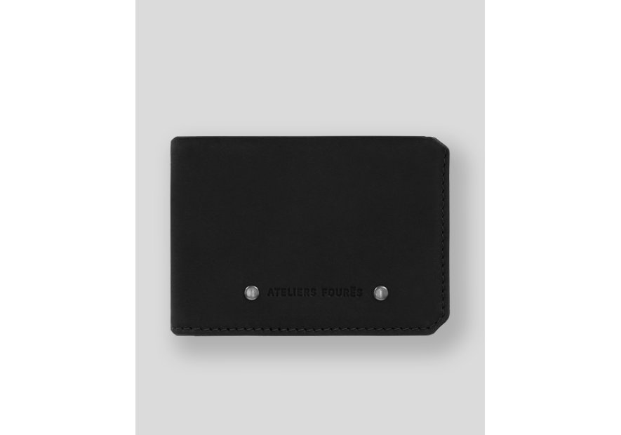 Les Ateliers Foures 924 - CUIR DE VACHETTE - NOIR mini portefeuille cartes et papier d'identité pmpb
