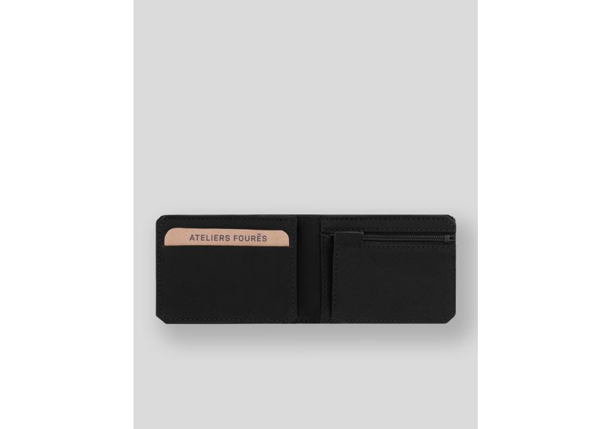 Les Ateliers Foures 924 - CUIR DE VACHETTE - NOIR mini portefeuille cartes et papier d'identité pmpb