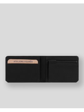 Les Ateliers Foures 924 - CUIR DE VACHETTE - NOIR mini portefeuille cartes et papier d'identité pmpb