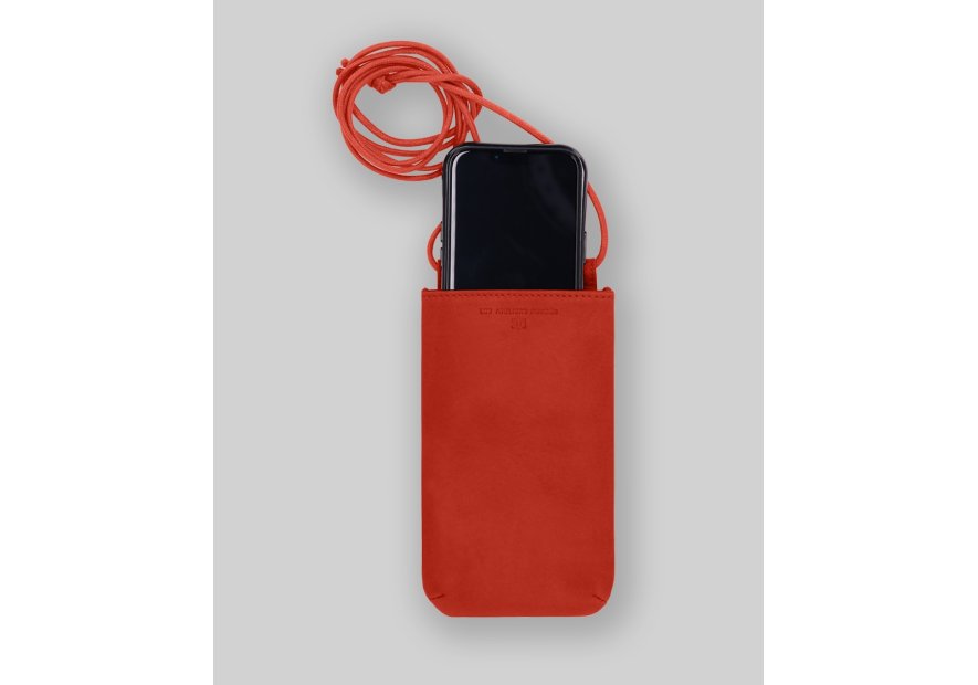 Les Ateliers Foures B97 - CUIR DE VACHETTE - ORANGE. Etui iPhone - Baroudeuse Petite maroquinerie