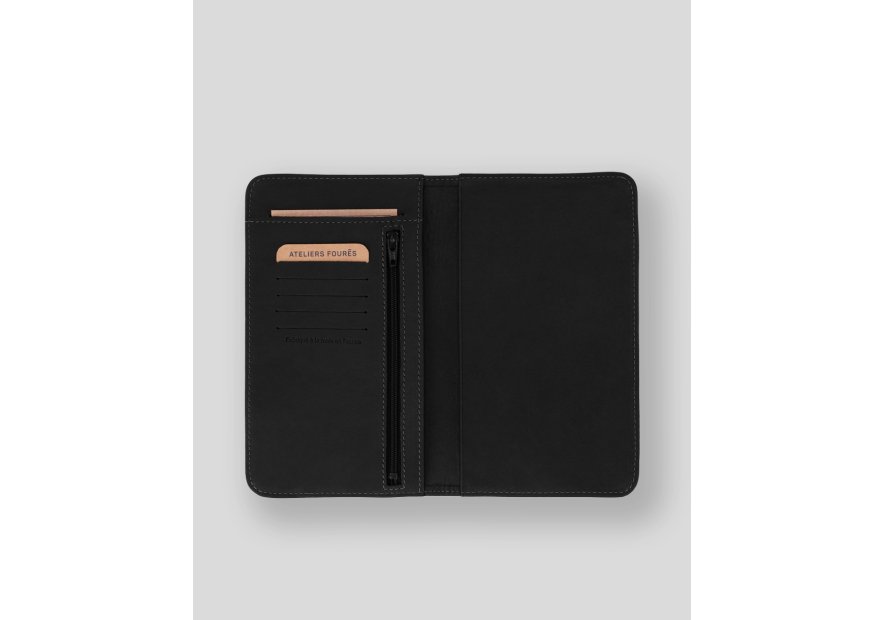 Les Ateliers Foures B71 - CUIR DE VACHETTE - NOIR fourès-baroudeuse-porte chéquier Chéquiers
