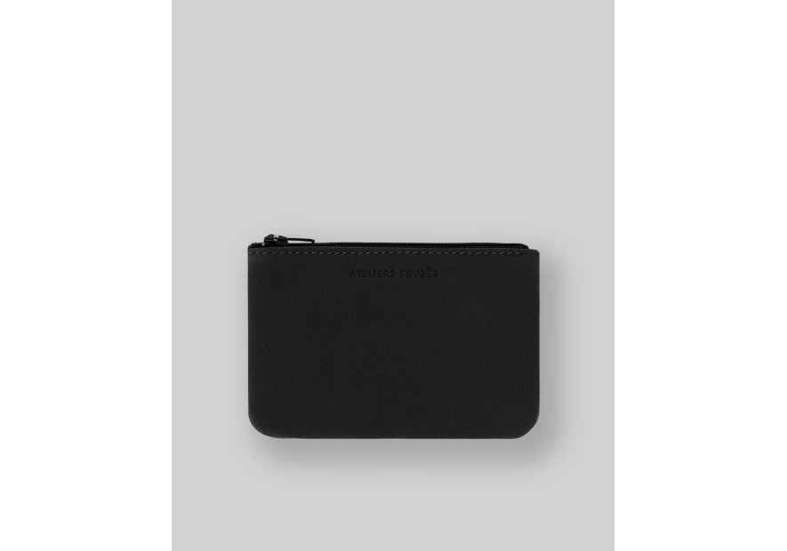 Les Ateliers Foures B39 - CUIR DE VACHETTE - NOIR porte monnaie plat zip les atelers fourès Porte-monnaie