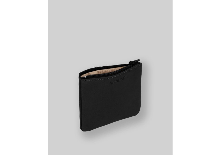 Les Ateliers Foures B39 - CUIR DE VACHETTE - NOIR porte monnaie plat zip les atelers fourès Porte-monnaie