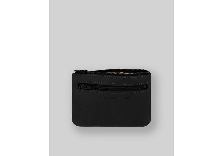 Les Ateliers Foures B39 - CUIR DE VACHETTE - NOIR porte monnaie plat zip les atelers fourès Porte-monnaie