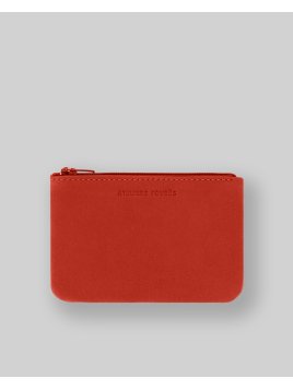 Les Ateliers Foures B39 - CUIR DE VACHETTE - ORANGE. porte monnaie plat zip les atelers fourès Porte-monnaie