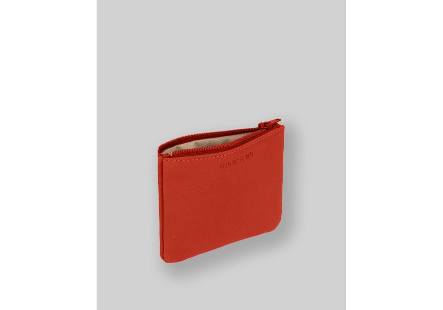 Les Ateliers Foures B39 - CUIR DE VACHETTE - ORANGE. porte monnaie plat zip les atelers fourès Porte-monnaie