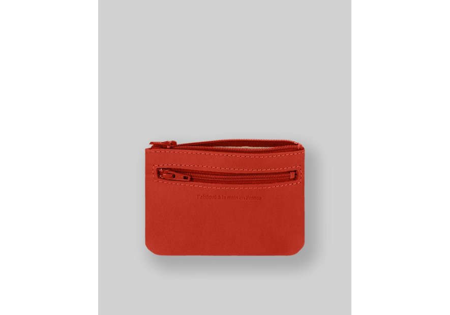 Les Ateliers Foures B39 - CUIR DE VACHETTE - ORANGE. porte monnaie plat zip les atelers fourès Porte-monnaie