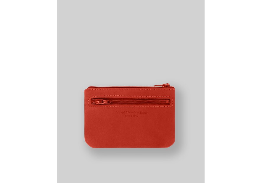 Les Ateliers Foures B39 - CUIR DE VACHETTE - ORANGE. porte monnaie plat zip les atelers fourès Porte-monnaie