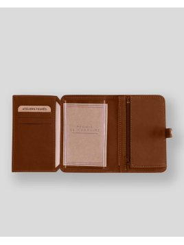 Les Ateliers Foures B52 - CUIR DE VACHETTE - FAUVE portefeuille petit format avec patte pression Portefeuilles