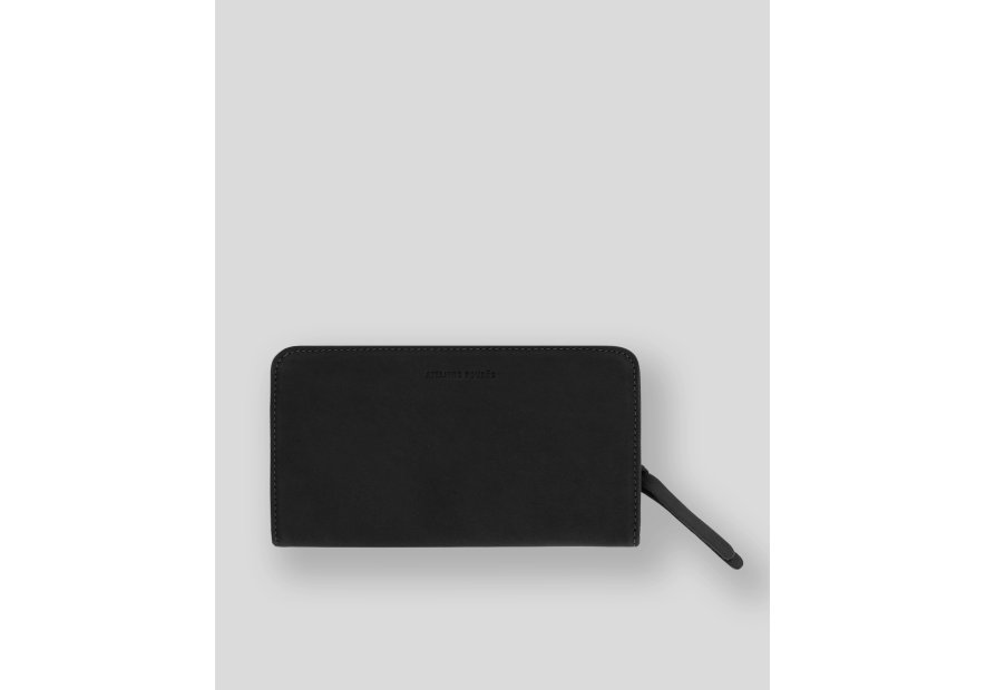 Les Ateliers Foures B64 - CUIR DE VACHETTE - NOIR baroudeuse compagnon dos à dos Portefeuilles
