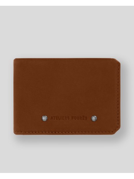 Les Ateliers Foures 924 - CUIR DE VACHETTE - FAUVE mini portefeuille cartes et papier d'identité pmpb