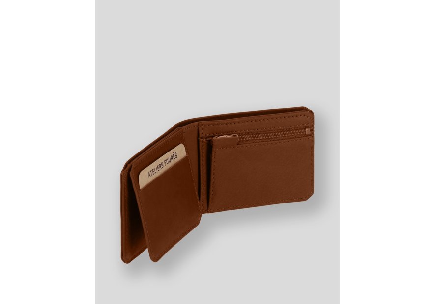 Les Ateliers Foures 924 - CUIR DE VACHETTE - FAUVE mini portefeuille cartes et papier d'identité pmpb
