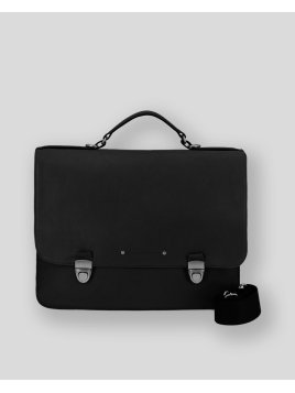 Les Ateliers Foures 9530 - CUIR DE VACHETTE - NOIR fourès-baroudeur-serviette à rabat 38cm 2soufflets Sac business