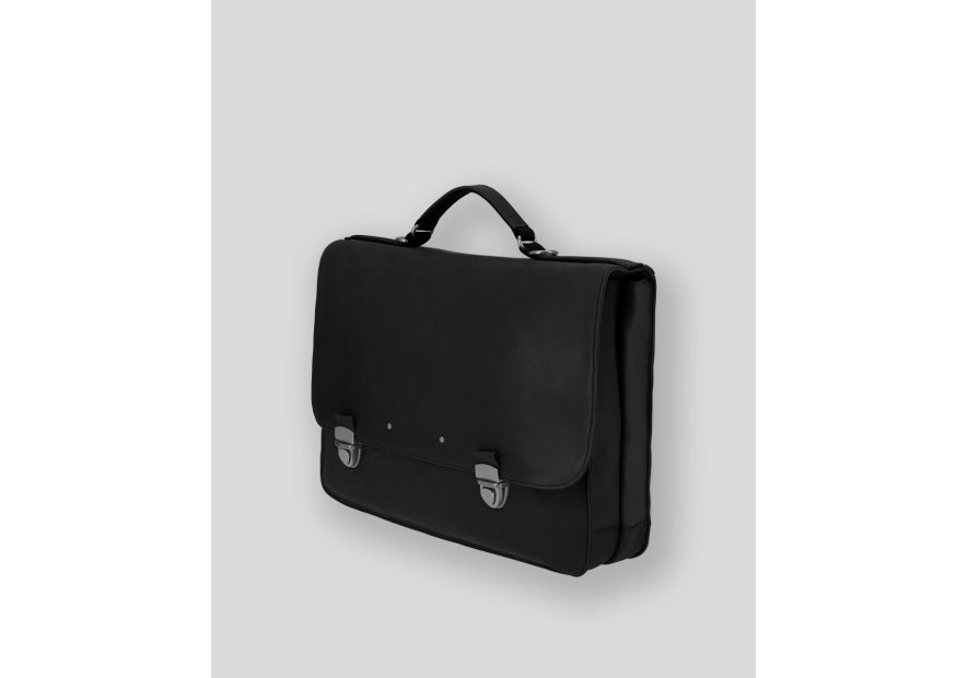 Les Ateliers Foures 9530 - CUIR DE VACHETTE - NOIR fourès-baroudeur-serviette à rabat 38cm 2soufflets Sac business