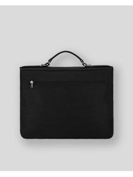 Les Ateliers Foures 9530 - CUIR DE VACHETTE - NOIR fourès-baroudeur-serviette à rabat 38cm 2soufflets Sac business