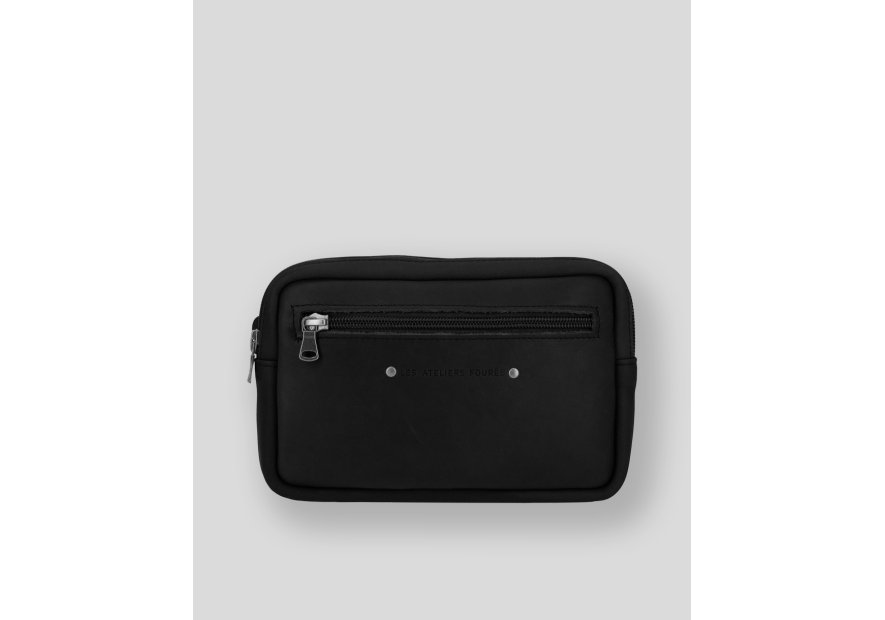 Les Ateliers Foures 9390 - CUIR DE VACHETTE - NOIR pochette ceinture Sacs banane / Sacs bandoulière