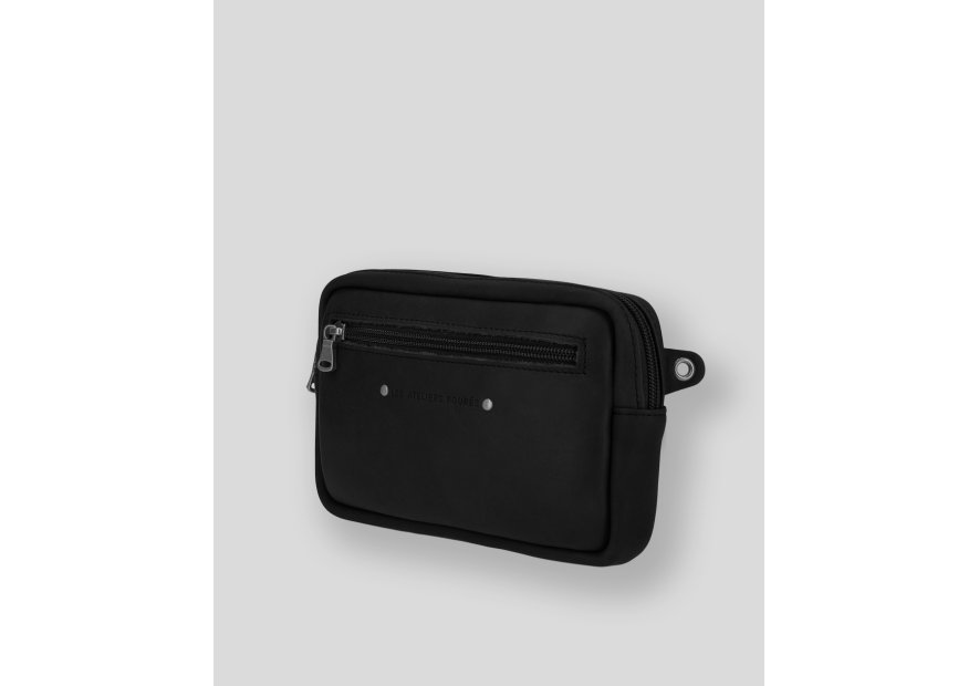 Les Ateliers Foures 9390 - CUIR DE VACHETTE - NOIR pochette ceinture Sacs banane / Sacs bandoulière