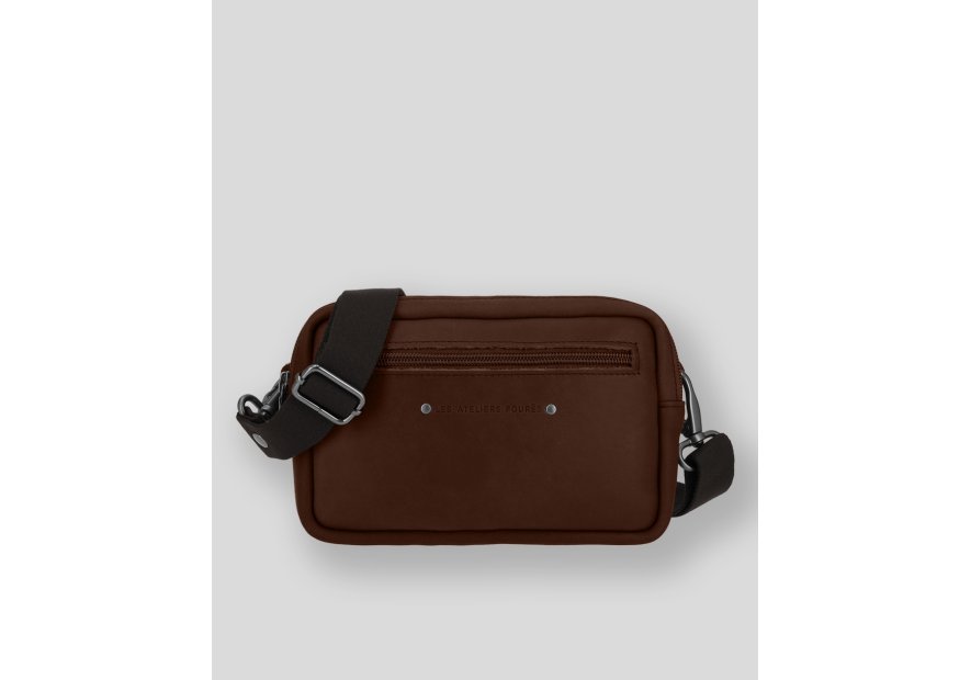 Les Ateliers Foures 9390 - CUIR DE VACHETTE - COGNAC pochette ceinture Sacs banane / Sacs bandoulière