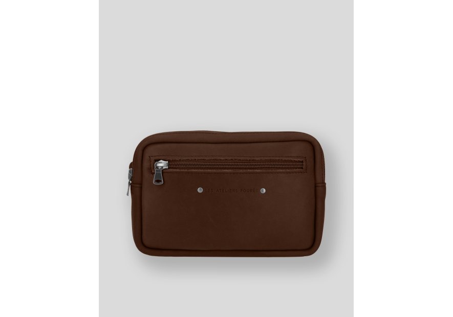 Les Ateliers Foures 9390 - CUIR DE VACHETTE - COGNAC pochette ceinture Sacs banane / Sacs bandoulière