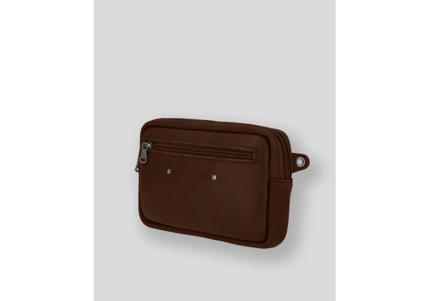 Les Ateliers Foures 9390 - CUIR DE VACHETTE - COGNAC pochette ceinture Sacs banane / Sacs bandoulière