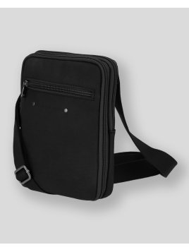 Les Ateliers Foures 9327 - CUIR DE VACHETTE - NOIR sac homme style holster double zip baroudeur Sacs bandoulière/Sacoches