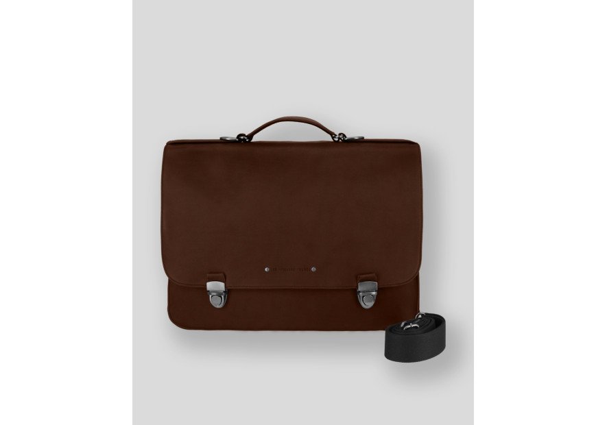 Les Ateliers Foures 9410 - CUIR DE VACHETTE - COGNAC serviette à rabat baroudeur fourès Sac business