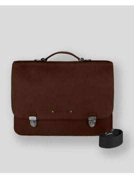 Les Ateliers Foures 9410 - CUIR DE VACHETTE - COGNAC serviette à rabat baroudeur fourès Sac business