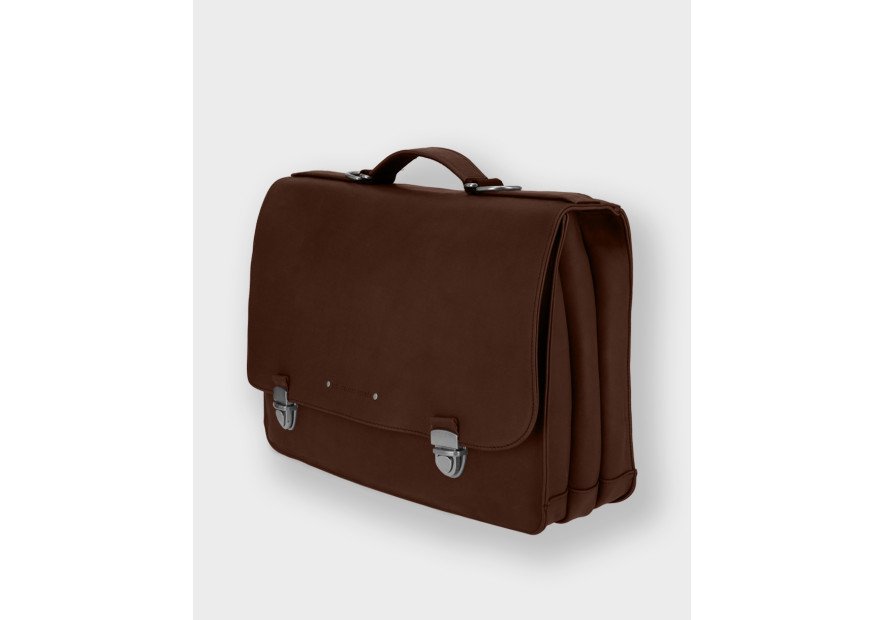 Les Ateliers Foures 9410 - CUIR DE VACHETTE - COGNAC serviette à rabat baroudeur fourès Sac business