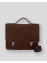 Les Ateliers Foures 9530 - CUIR DE VACHETTE - COGNAC fourès-baroudeur-serviette à rabat 38cm 2soufflets serviette-a-rabat-avec-bandouliere