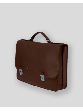 Les Ateliers Foures 9530 - CUIR DE VACHETTE - COGNAC fourès-baroudeur-serviette à rabat 38cm 2soufflets Sac business