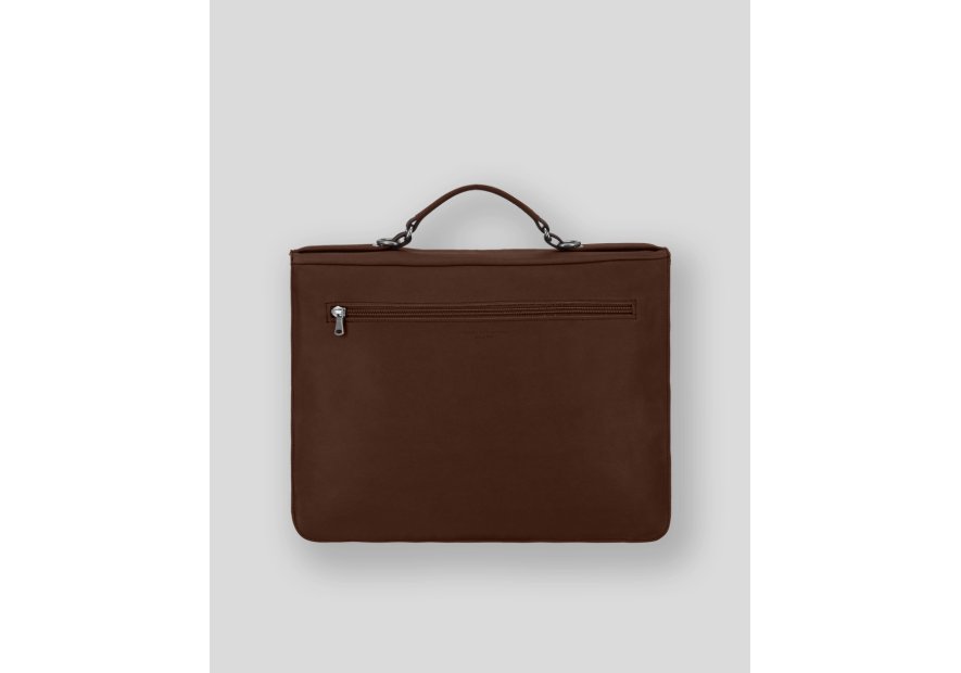 Les Ateliers Foures 9530 - CUIR DE VACHETTE - COGNAC fourès-baroudeur-serviette à rabat 38cm 2soufflets Sac business