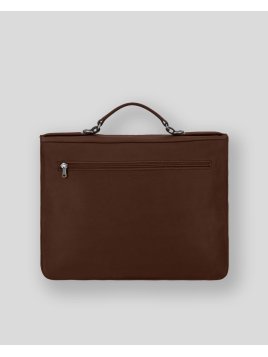 Les Ateliers Foures 9530 - CUIR DE VACHETTE - COGNAC fourès-baroudeur-serviette à rabat 38cm 2soufflets Sac business