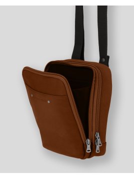 Les Ateliers Foures 9227 - CUIR DE VACHETTE - FAUVE pochette double Sacs bandoulière/Sacoches