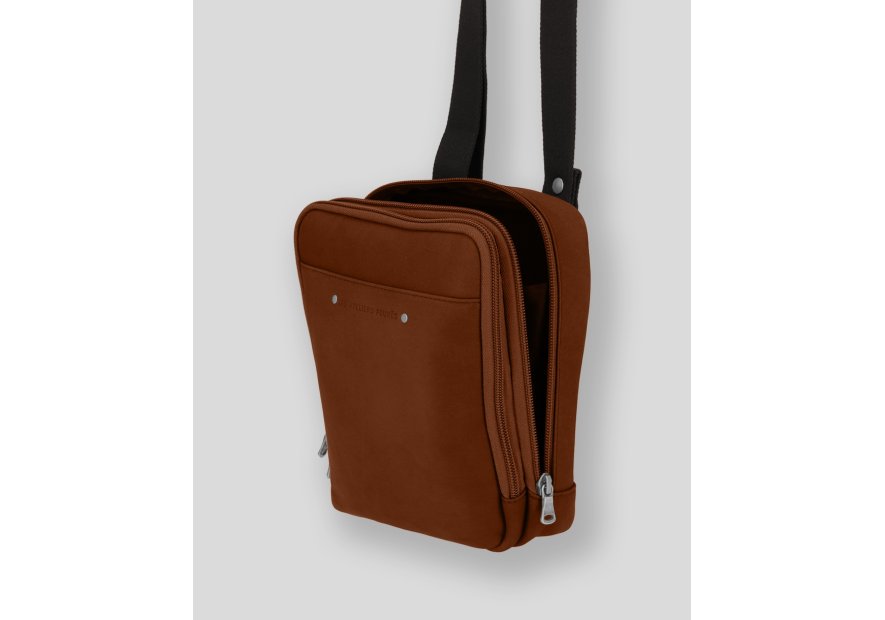 Les Ateliers Foures 9227 - CUIR DE VACHETTE - FAUVE pochette double Sacs bandoulière/Sacoches