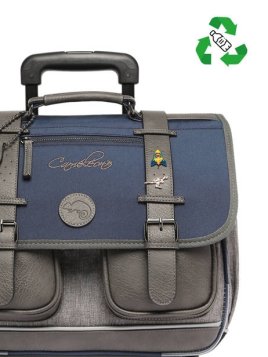 Caméléon VIP-CR38 - POLYESTER RECYCLÉ - N cartable à roulettes 2 compartiments vintage pin's cartable Scolaire