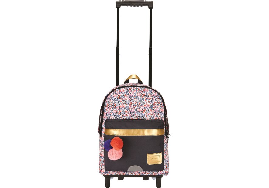 Tann's 732 - POLYESTER RECYCLÉ - FLEURS Anna bleu - Sac à dos trolley L cartable Scolaire