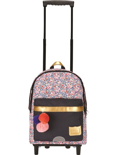 Tann's 732 - POLYESTER RECYCLÉ - FLEURS Anna bleu - Sac à dos trolley L cartable Scolaire