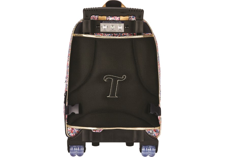Tann's 732 - POLYESTER RECYCLÉ - FLEURS Anna bleu - Sac à dos trolley L cartable Scolaire