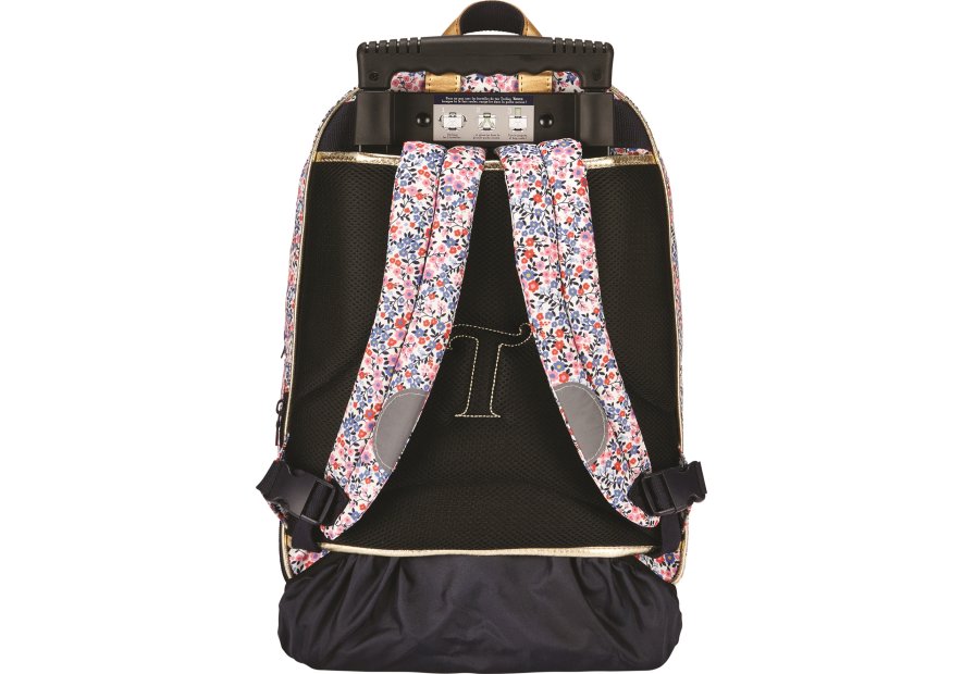 Tann's 732 - POLYESTER RECYCLÉ - FLEURS Anna bleu - Sac à dos trolley L cartable Scolaire