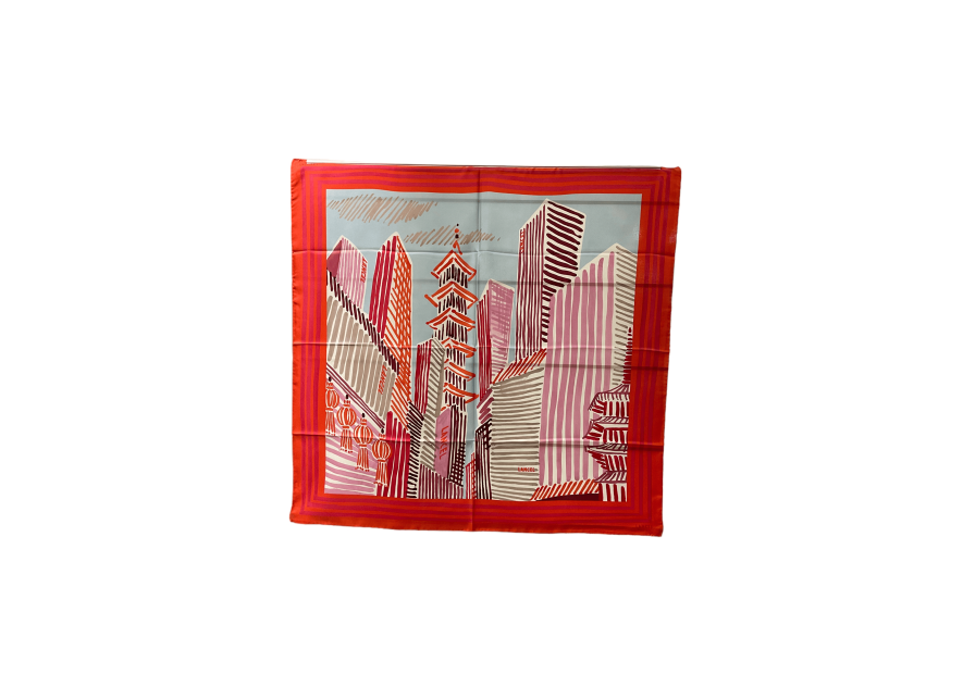 Lancel A12559 - SOIE - MULTI CHERRY - 3 lancel- pop asian city- carré de soie Foulards/Etoles