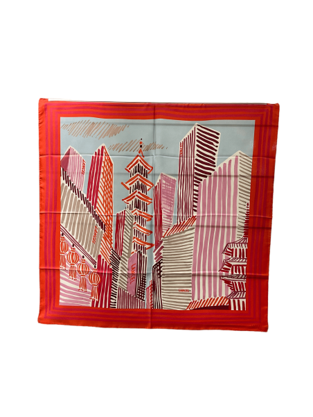 Lancel A12559 - SOIE - MULTI CHERRY - 3 lancel- pop asian city- carré de soie Foulards/Etoles