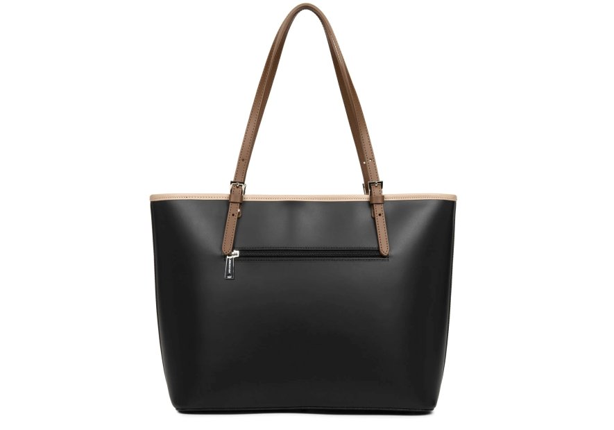 Lancaster 437-08 - CUIR DE VACHETTE - NOIR Constance - Grand Sac Cabas épaule shopping