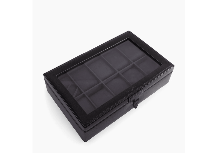 Le Tanneur TBJ7394 - CUIR DE VACHETTE - NOI coffret 10 montres vitré Coffrets à bijoux